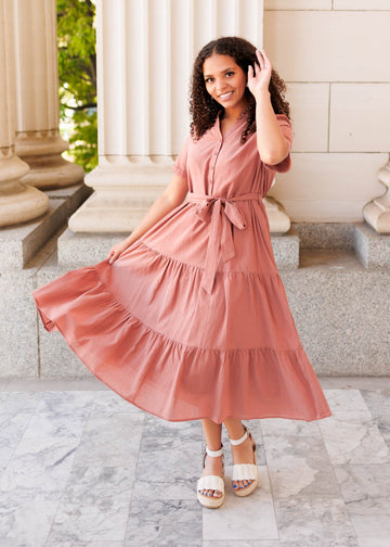 Sadie Dark Blush Bow Tie Dress