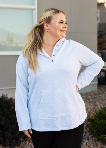 Sadie Grey Buttoned Hoodie