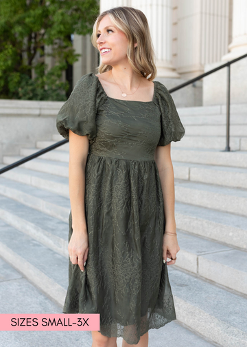 Sally Olive Embroidered Square Neck Dress