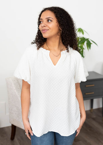 Sariah White Textured Top