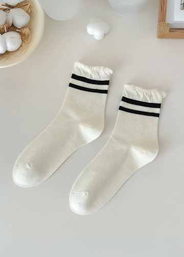 Sasha Black Double Stripe Socks