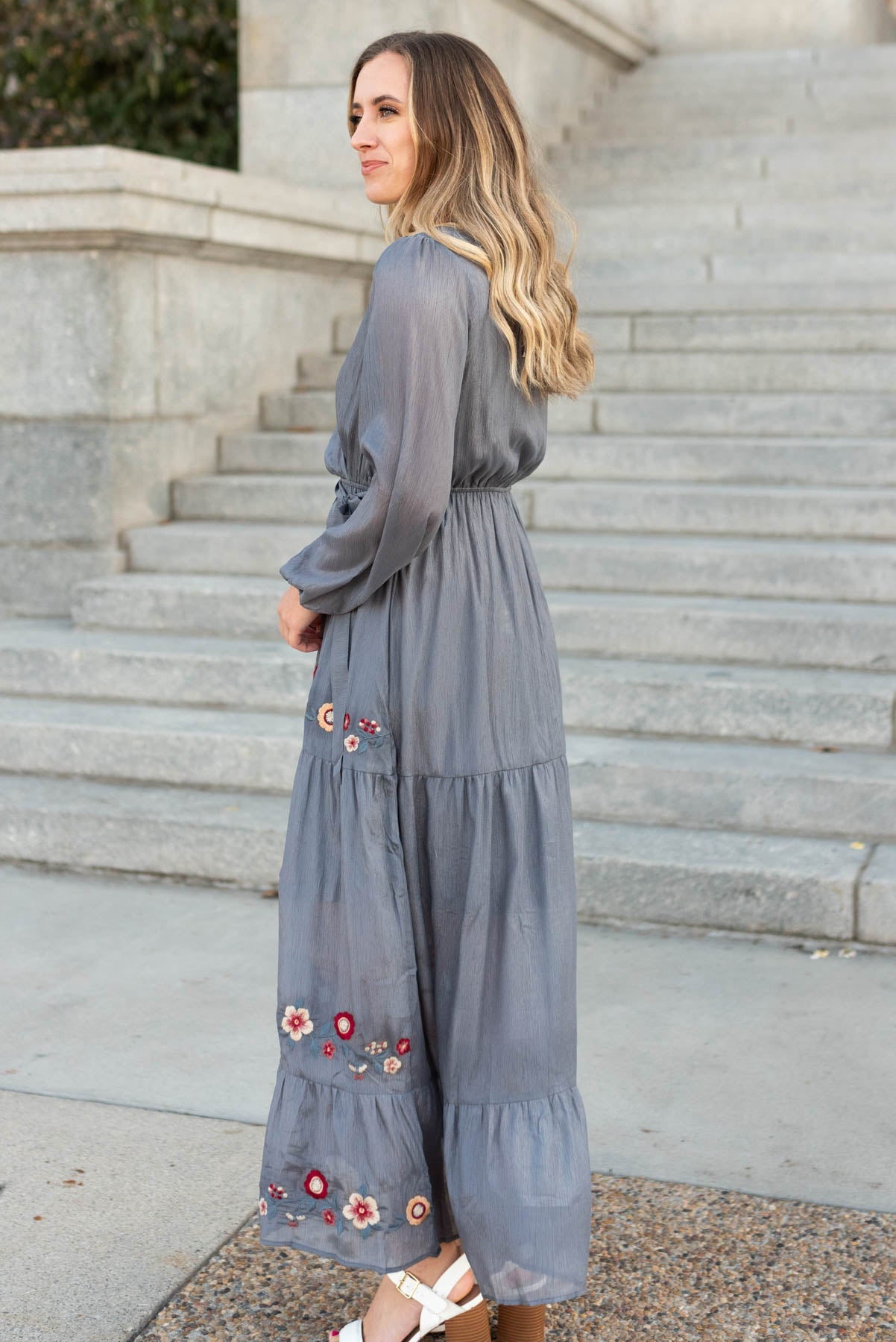 Savanna Charcoal Floral Wrap Dress