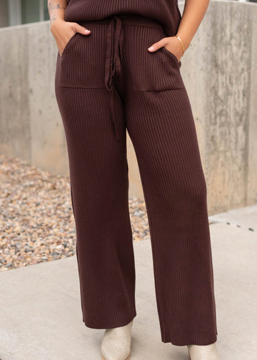 Selene Brown Ribbed Bottoms