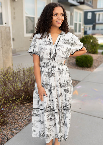 Sidney Black Print Tiered Dress