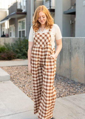 Sierra Camel Plaid Overalls