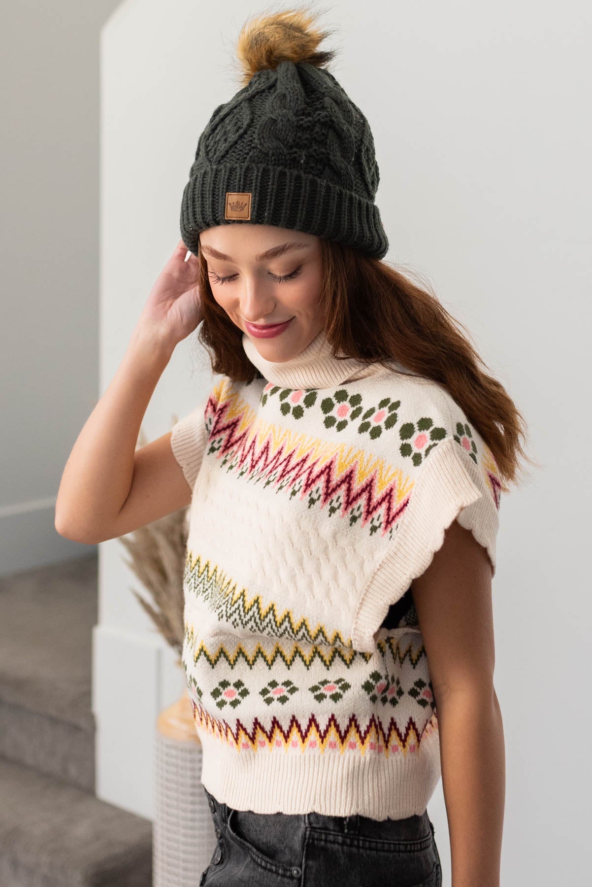 Sophie Ivory Turtle Neck Sweater Vest