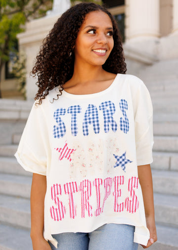 Stars And Stripes Cream Graphic Tee