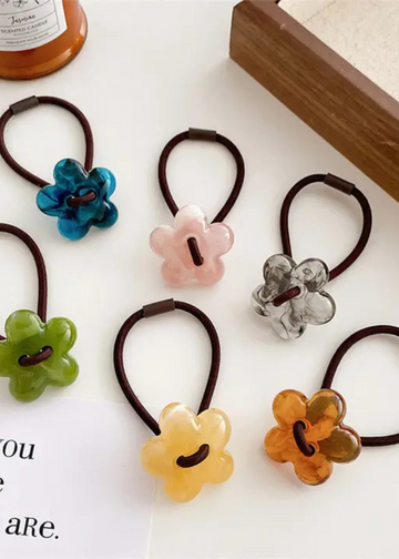 Susie 6pcs Acrylic Flower Hair Ties