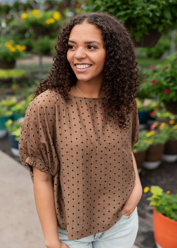 Tia Chocolate Polka Dot Top