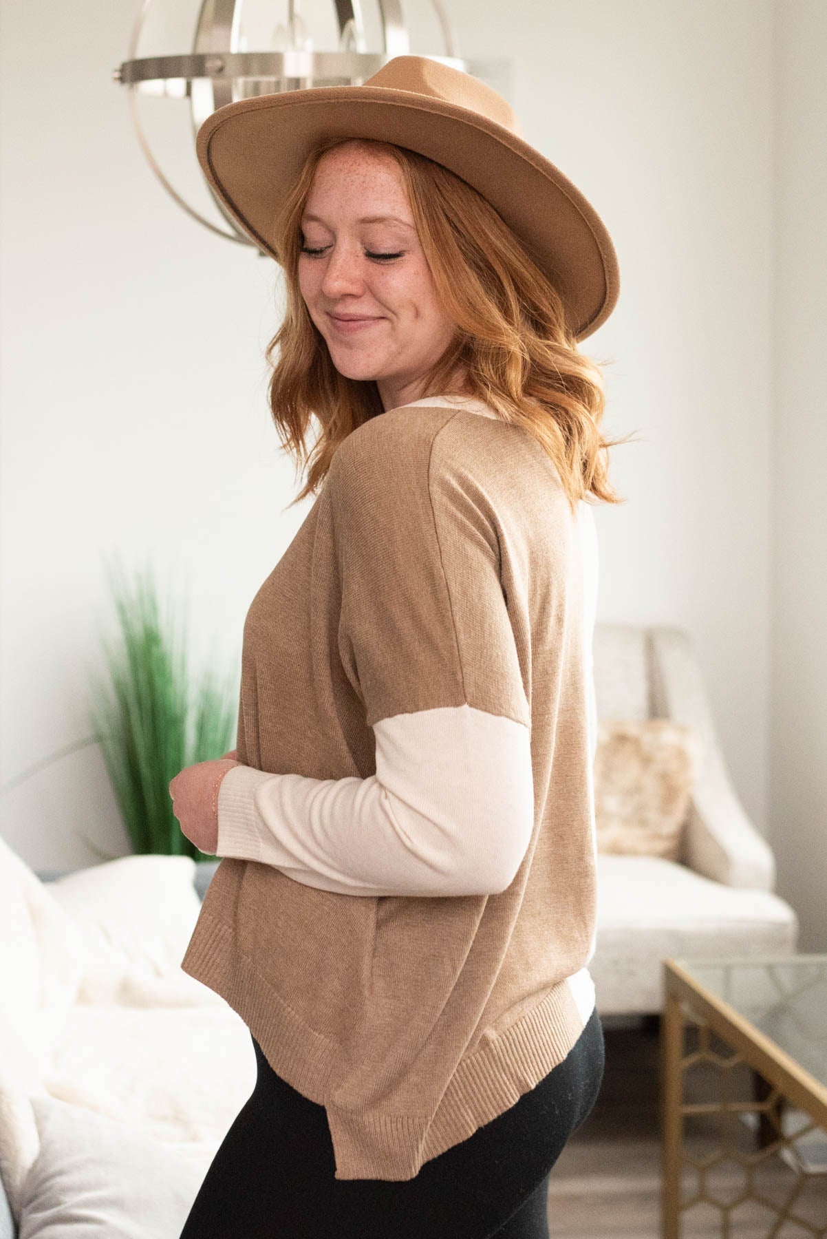 Trish Taupe Block Sweater