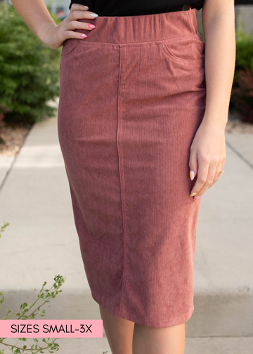 Trudi Dusty Rose Corduroy Skirt