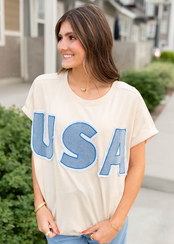 USA Beige Graphic Tee