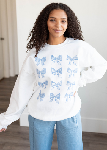 White Bows Graphic Sweatshirt