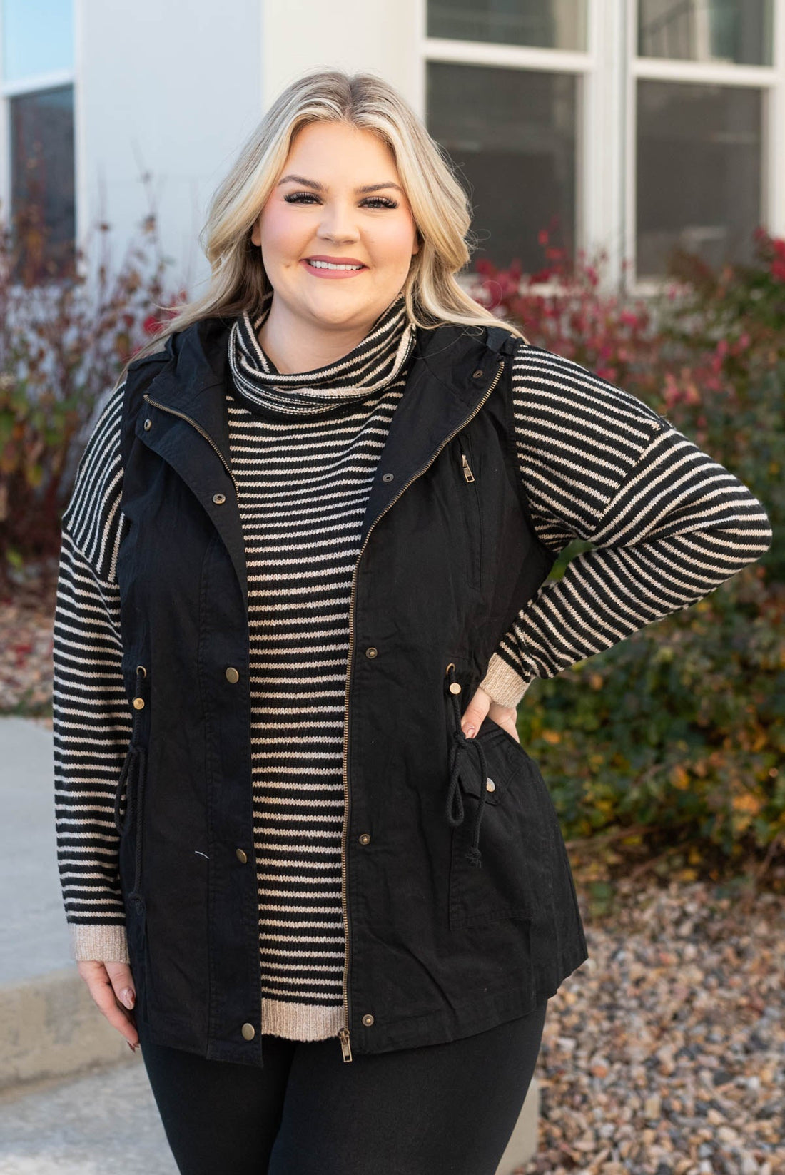 Whitney Black Hooded Vest