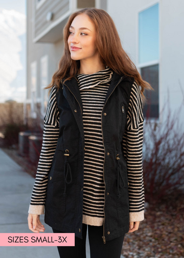 Whitney Black Hooded Vest
