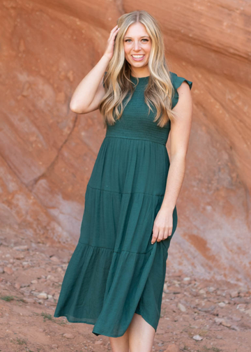 Yours Truly Hunter Green Dress