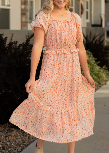 Zoey Salmon Floral Dress