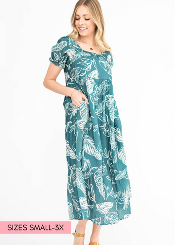 Zandra Teal Floral Dress
