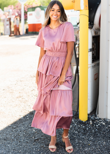 Maeve Mauve Ruffle Dress