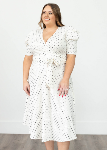 Astrid White Dot Dress