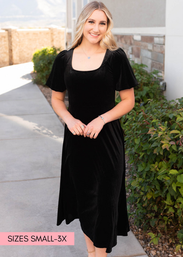 Alexa Black Velvet Dress