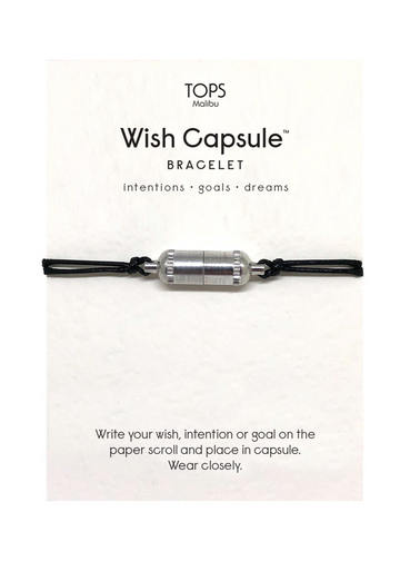 Wishful Silver Capsule Bracelet With Black Cord