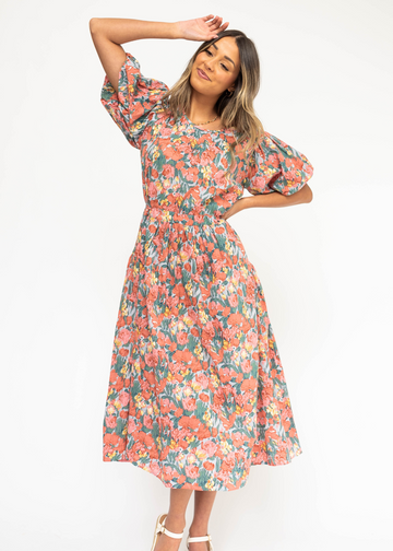 Hattie Coral Floral Dress
