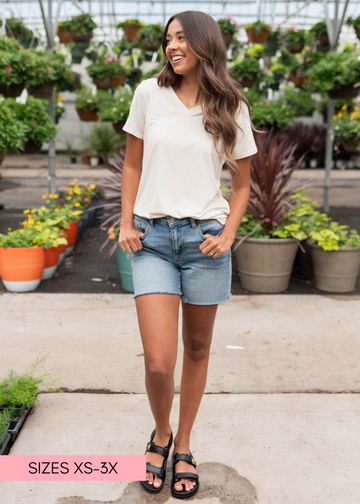 The Classic Cream V-Neck Top