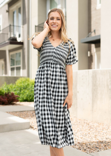Grace Black Gingham Dress
