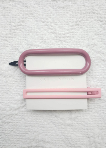 Estelle Pink Oval Barrette Clip Set