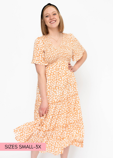 Mira Apricot Dress