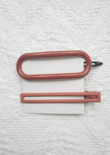 Estelle Rust Oval Barrette Clip Set