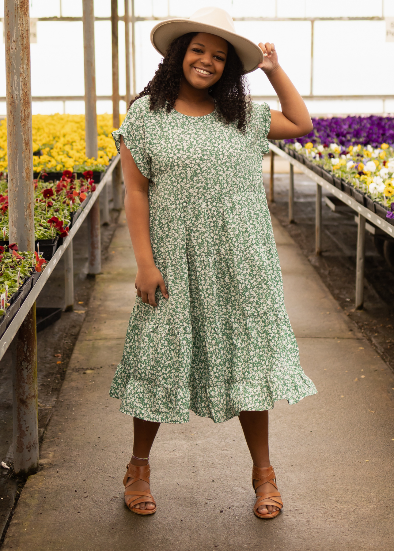 Lindsay Green Floral Dress