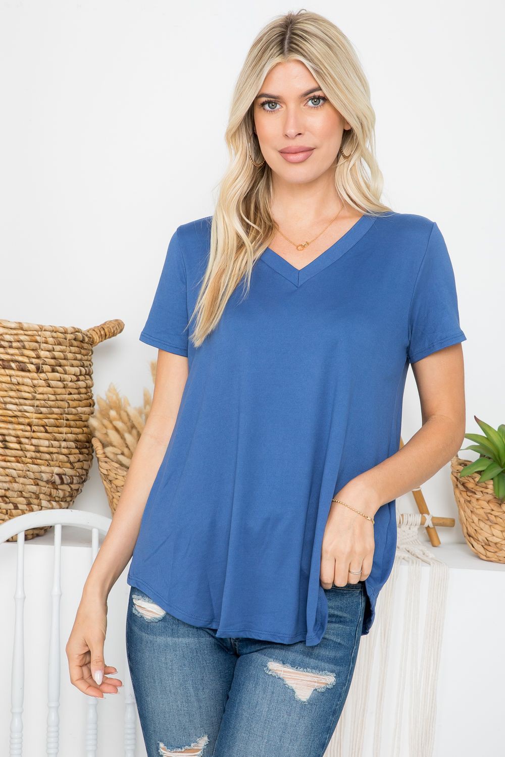 Leave It To Me V Neck Top