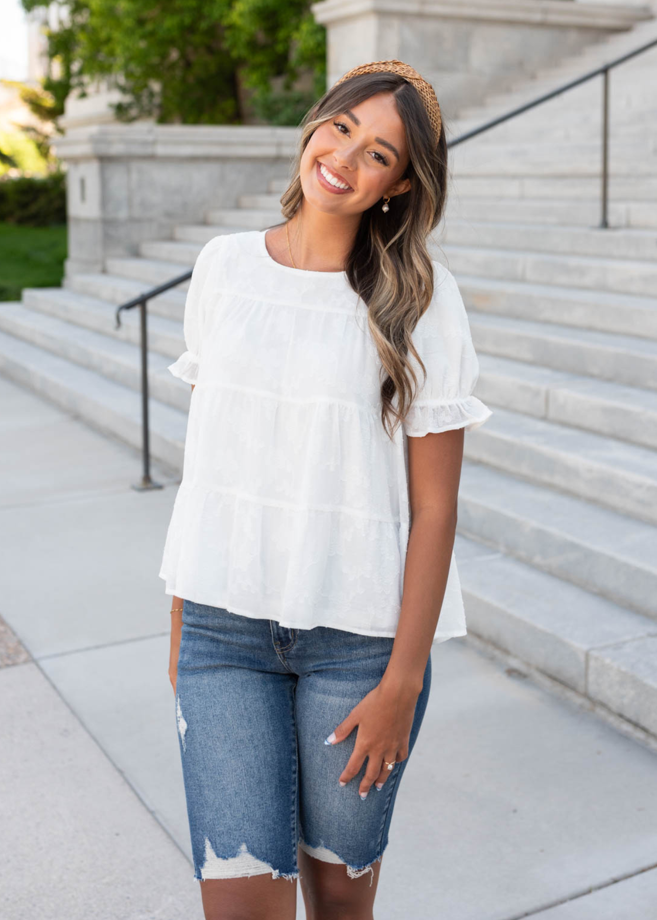 Addie Dark Blue Distressed Shorts