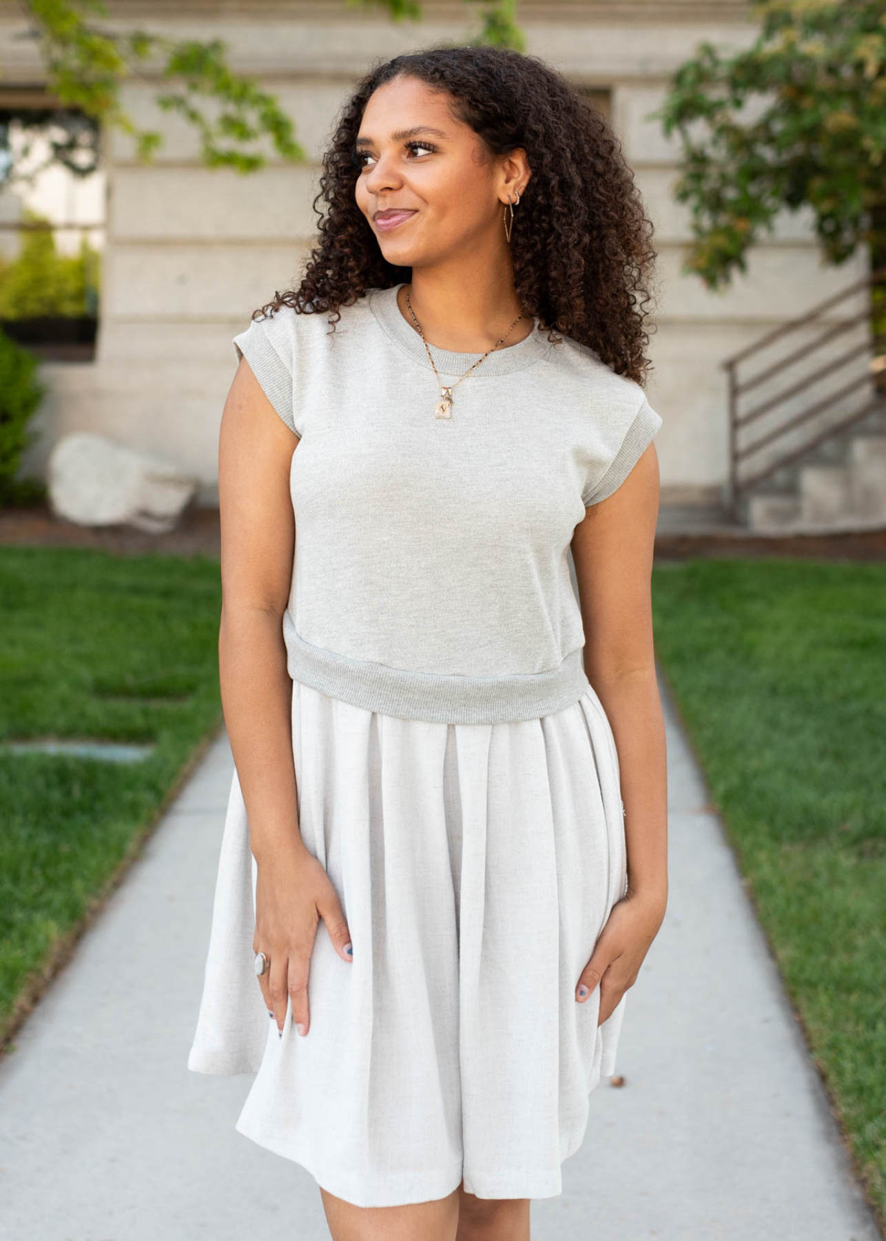 Tabatha Grey Knit Mini Dress