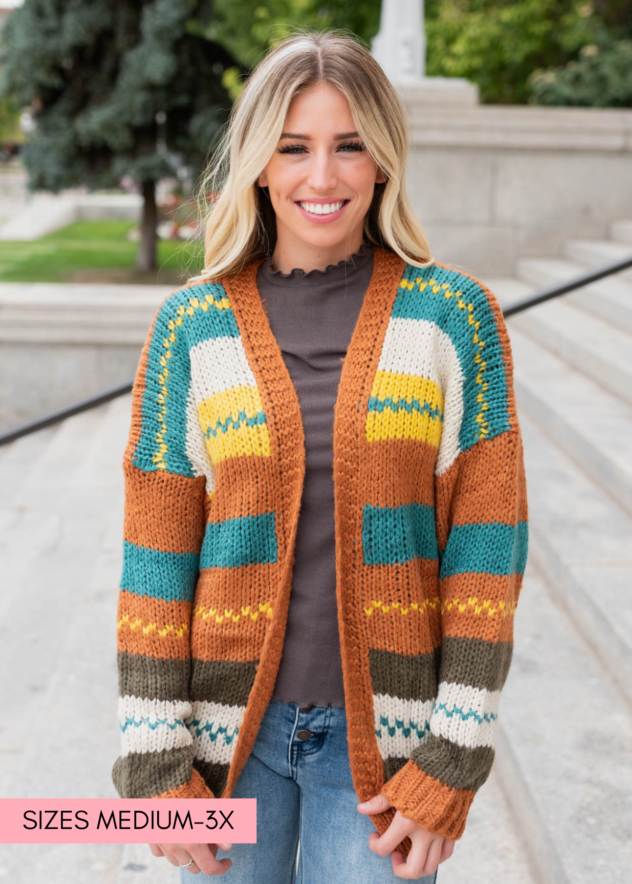 Ricki Color Block Rust Cardigan