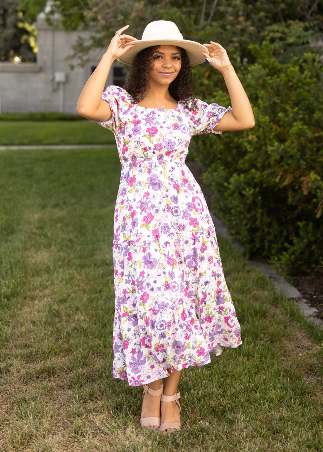 Natalie Purple Floral Dress