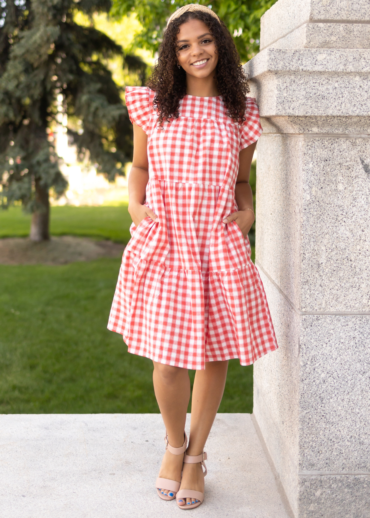 Cherrie Red Gingham Dress
