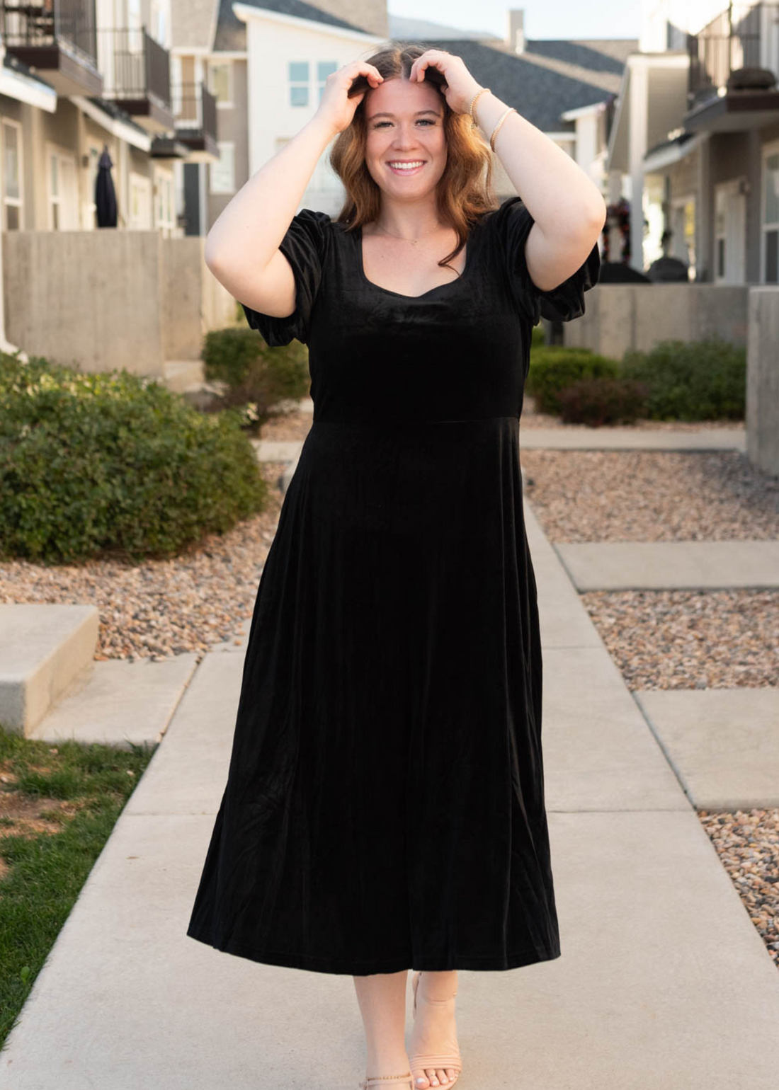 Alexa Black Velvet Dress