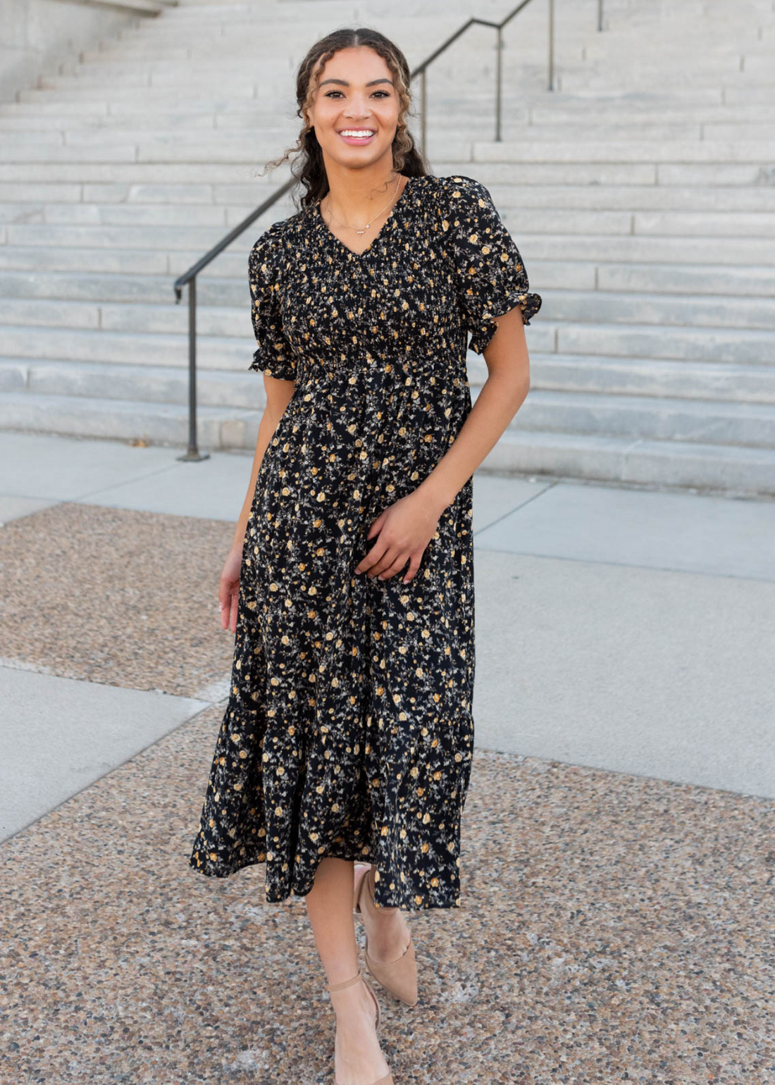 Aamori Yellow Flower Dress