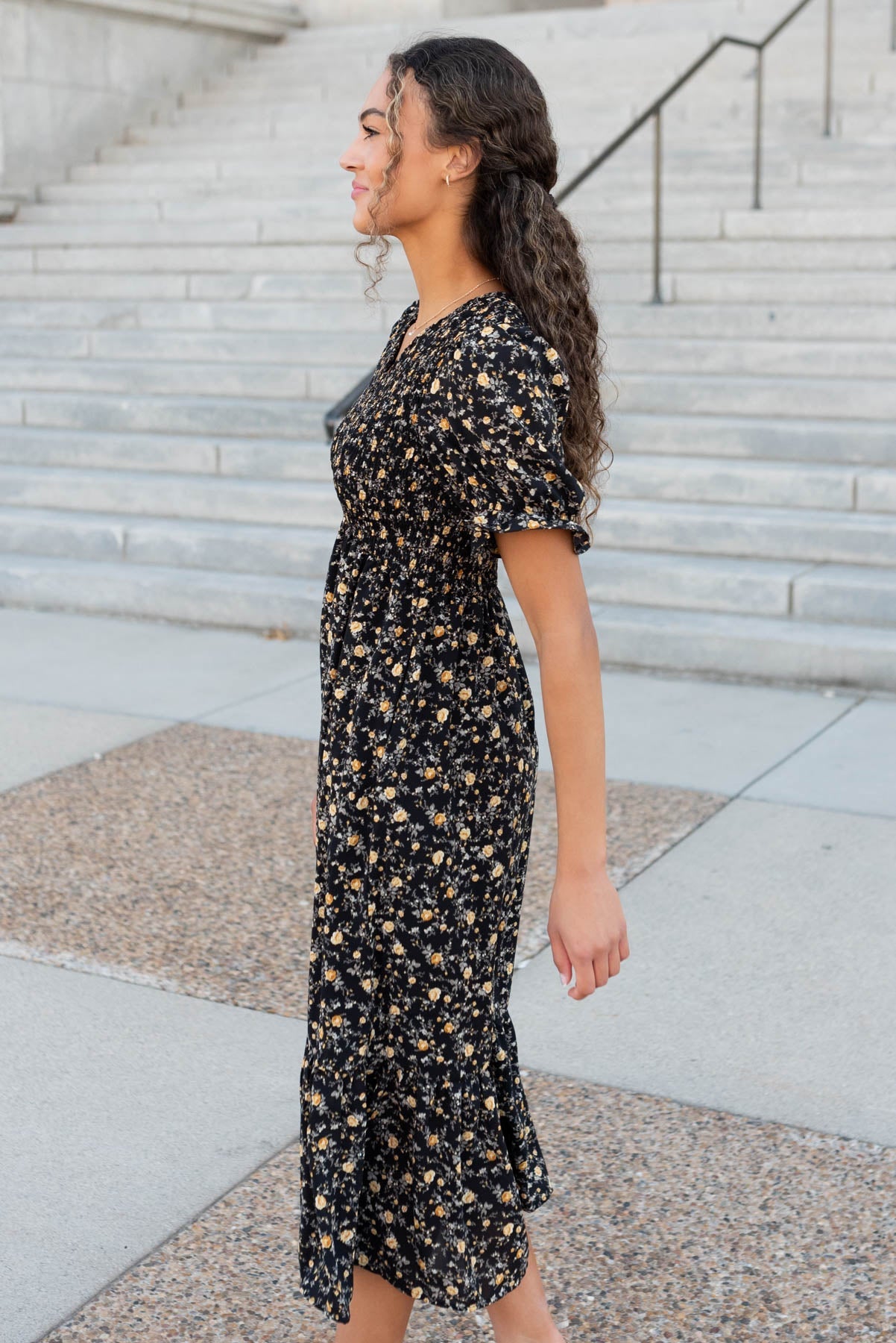 Aamori Yellow Flower Dress