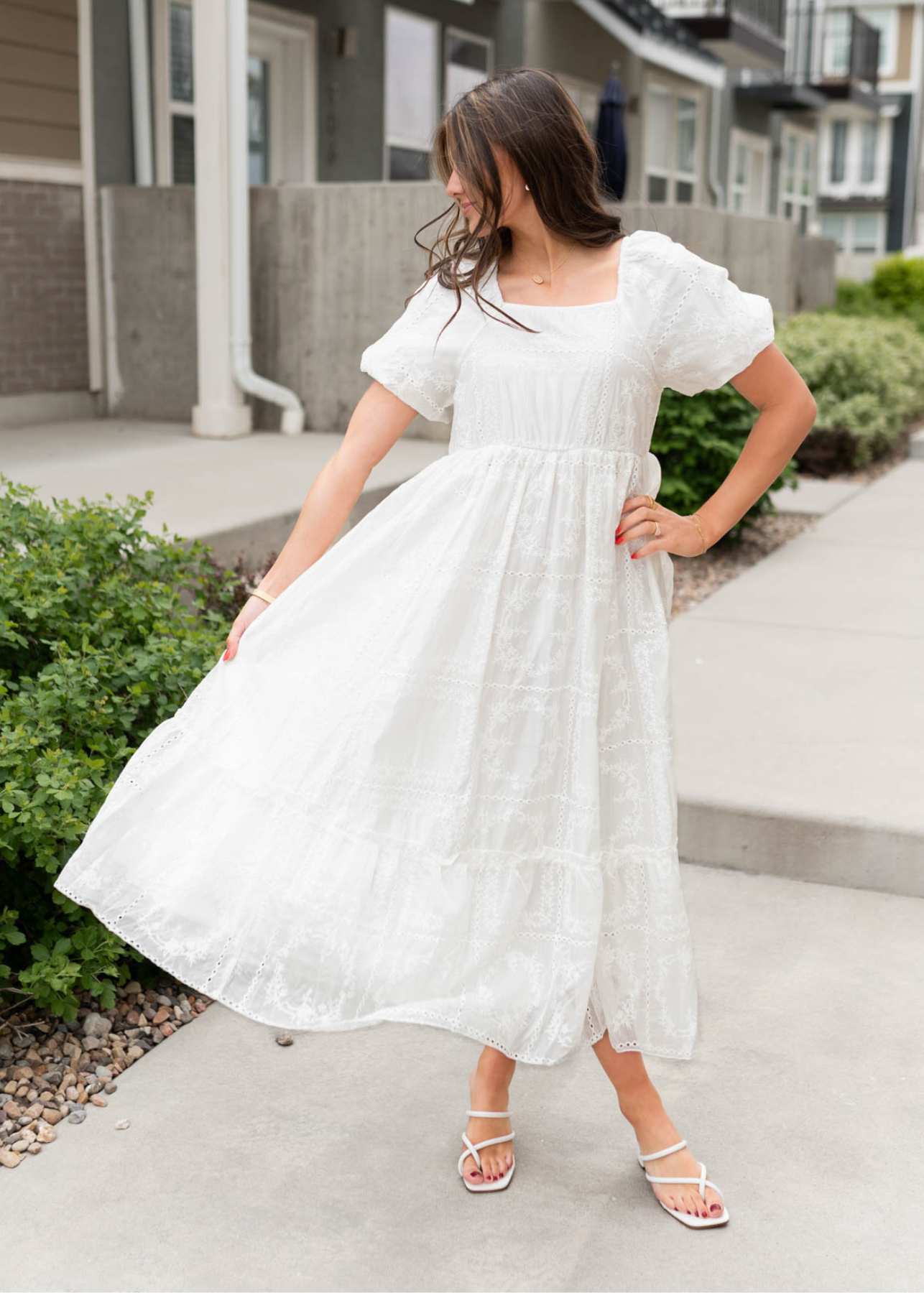 Abbie White Embroidered Dress
