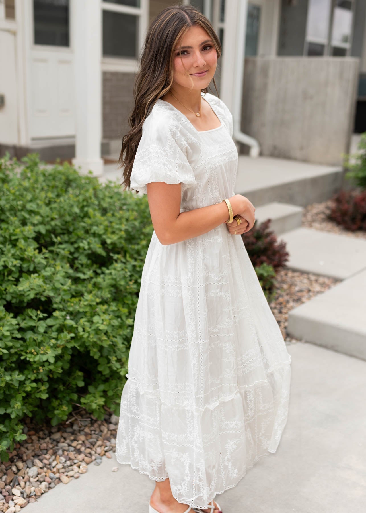 Abbie White Embroidered Dress