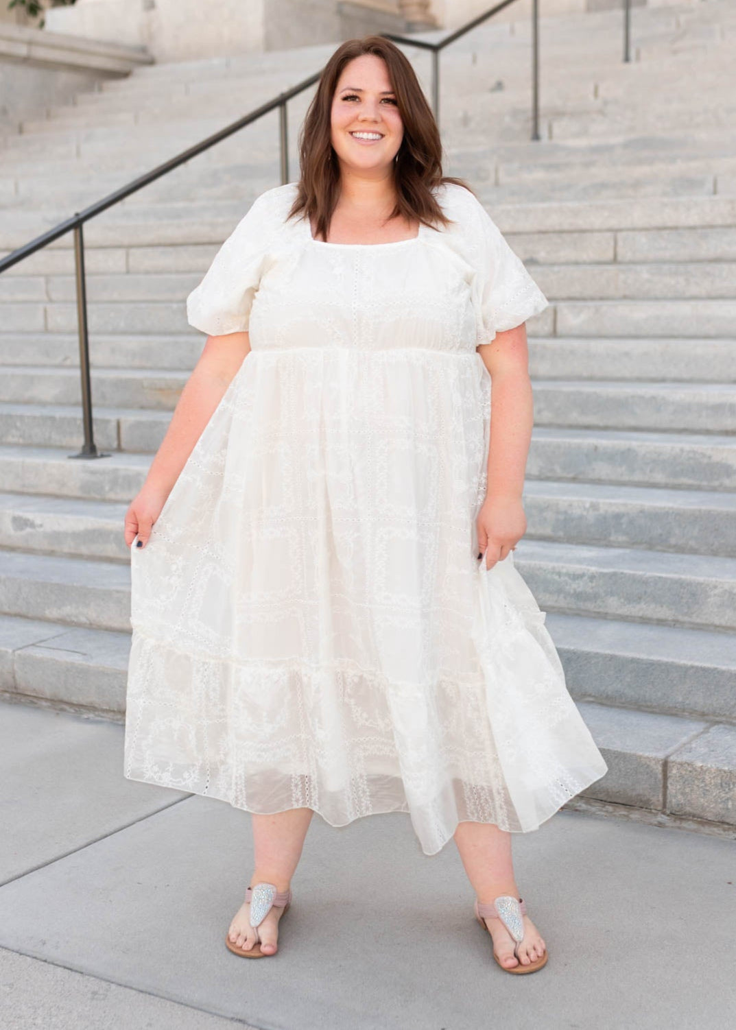 Abbie White Embroidered Dress