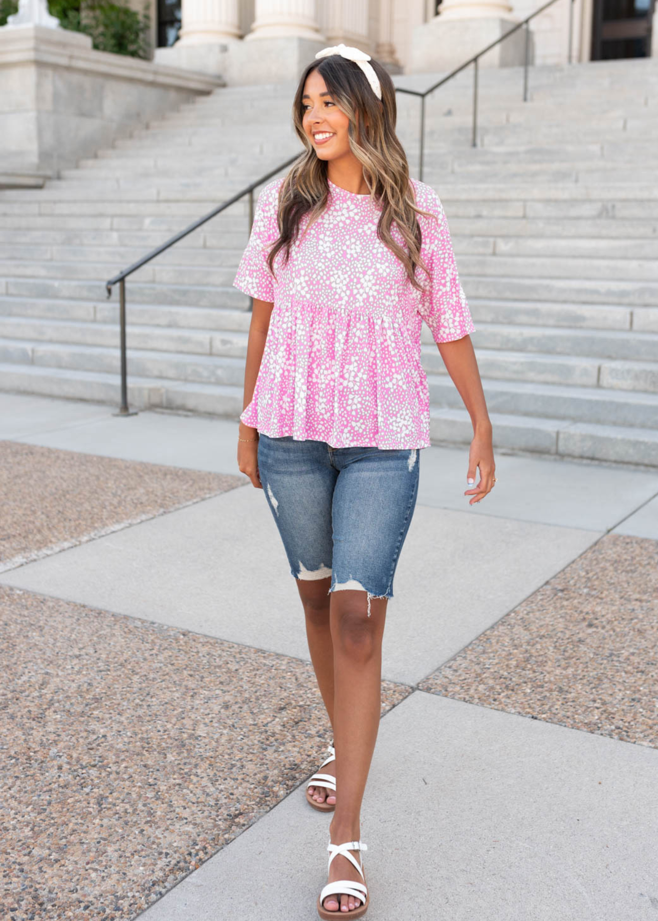 Addie Dark Blue Distressed Shorts