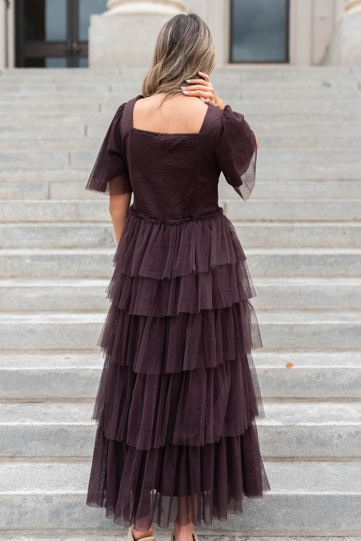 Addyson Plum Sweetheart Tiered Dress