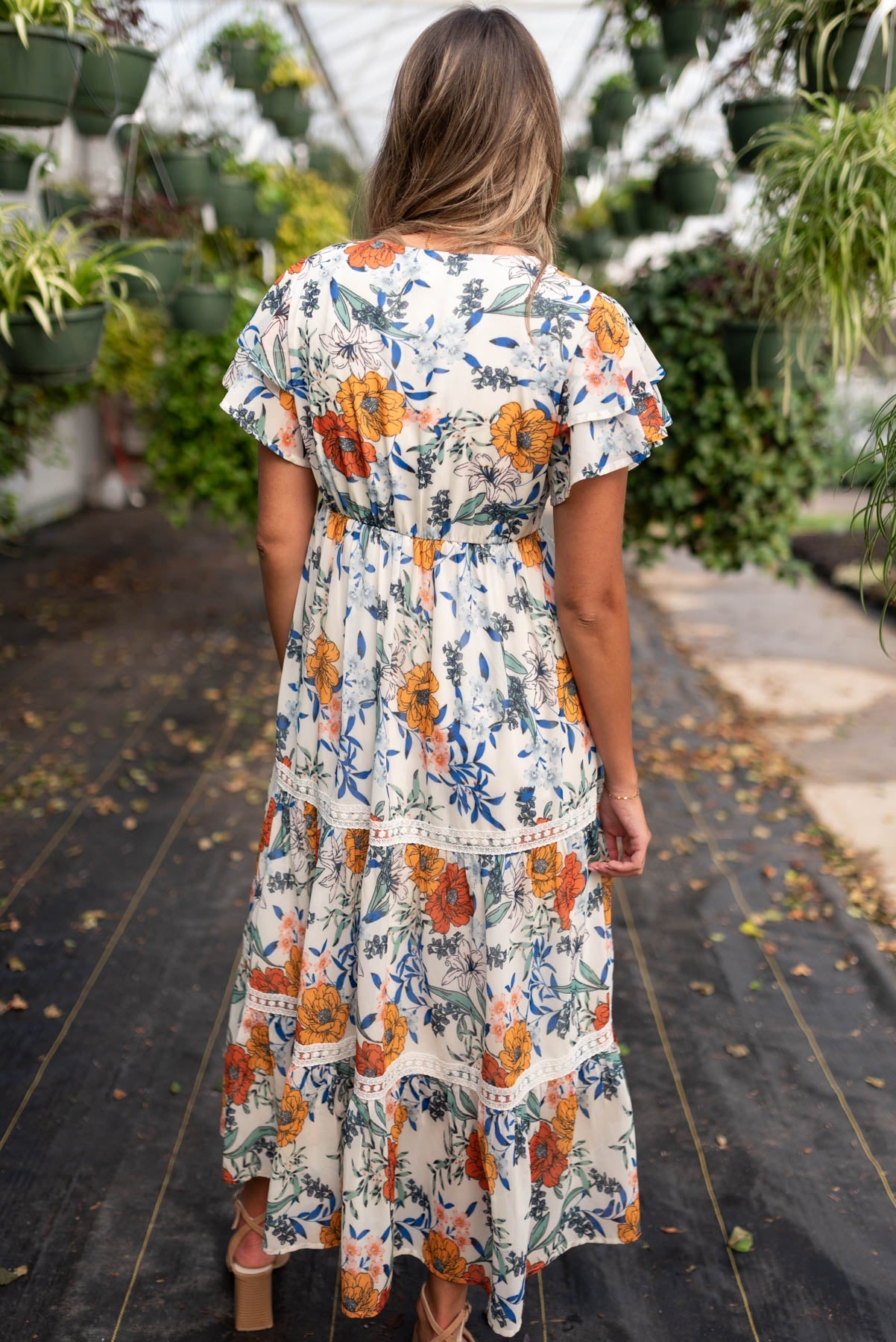 Adelaide Cream Floral Tiered Dress