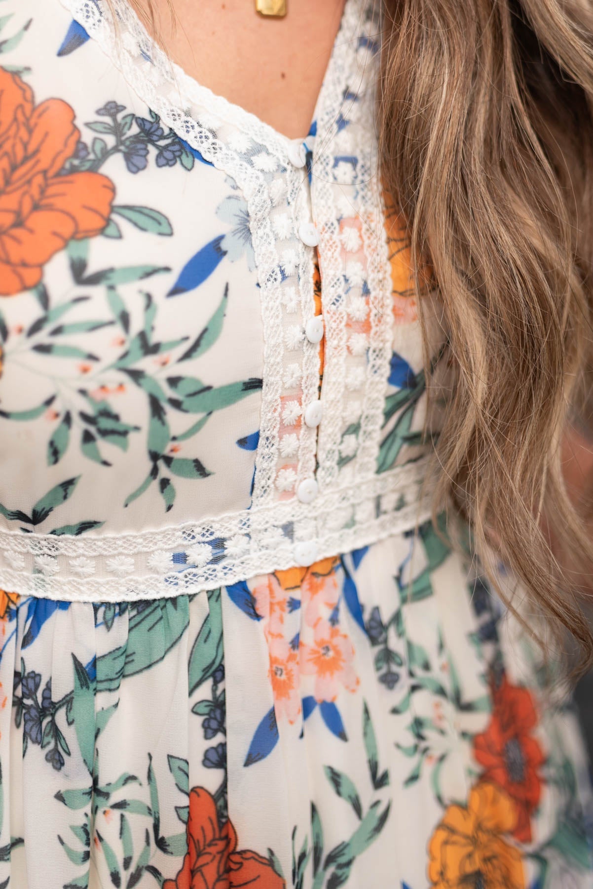 Adelaide Cream Floral Tiered Dress