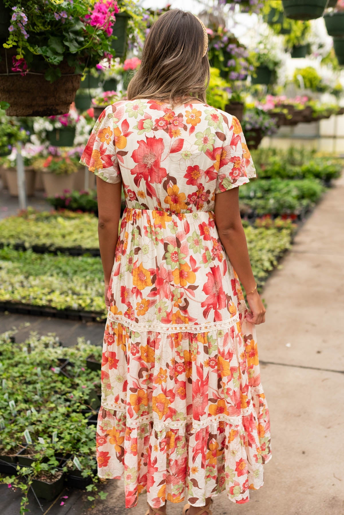 Adia Red Multi Floral Tiered Dress